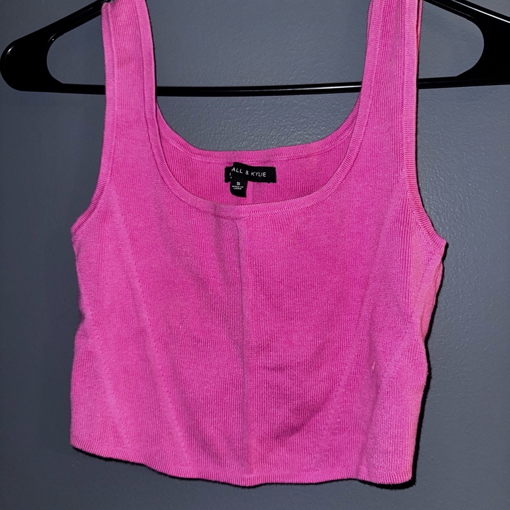Kendall & Kylie Pink Fitted Crop Tank Top